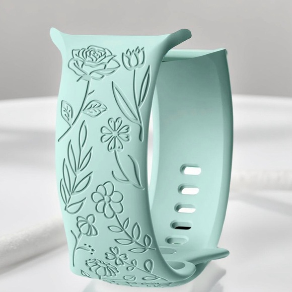 New Cyan Floral Design Apple Watch Bands 38mm 40mm 41mm - Picture 1 of 6